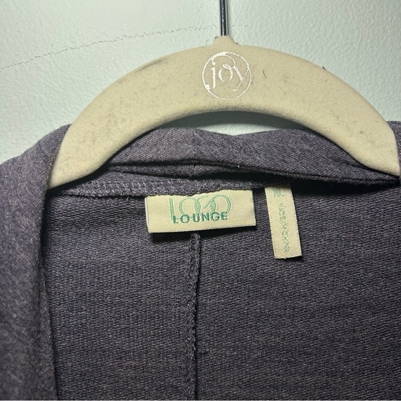 LOGO Lounge Purple Plum Asymmetrical Draped Open Front Cardigan Size XL - Picture 7 of 10